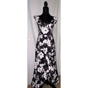 EXPRESS‎ Floral Print Maxi Dress Women's Sleeveless Black White